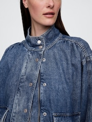 Gap Blue UltraSoft Denim Bomber Jacket - Image 4 of 5