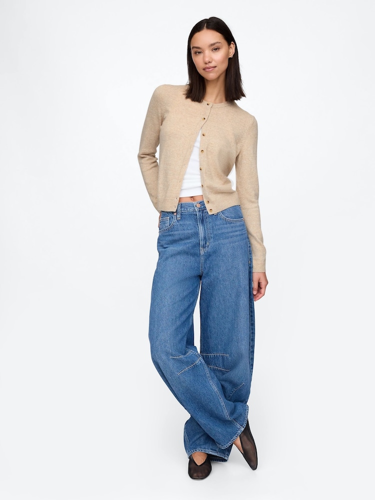 Gap Brown CashSoft Lightweight Crew Neck Cardigan - Image 3 of 5