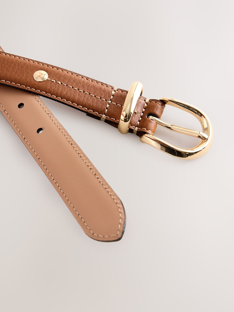 Tan Brown Premium Made In Italy Leather Belt - Image 2 of 3