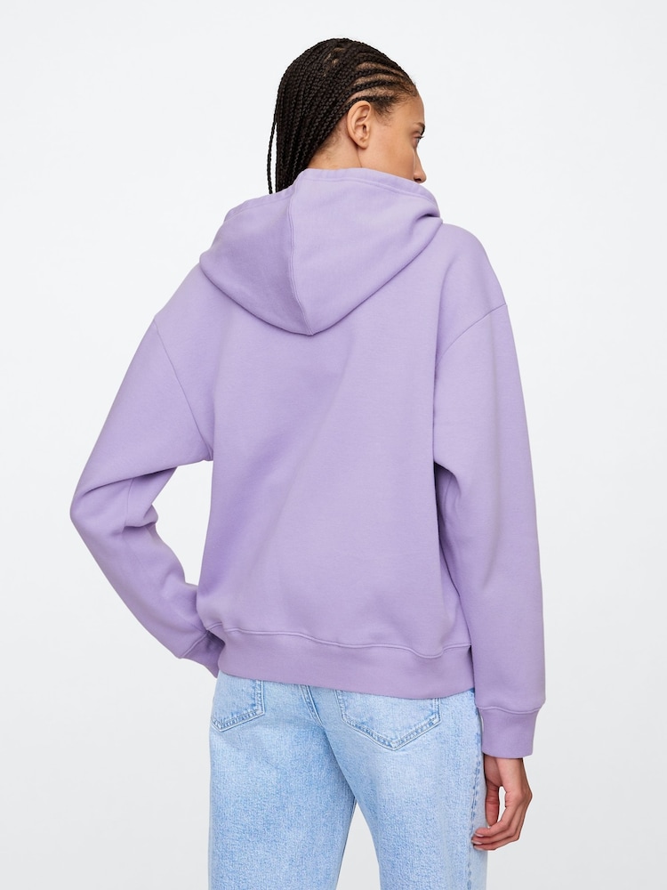Gap Purple Floral Vintage Logo Zip Up Hoodie - Image 2 of 5