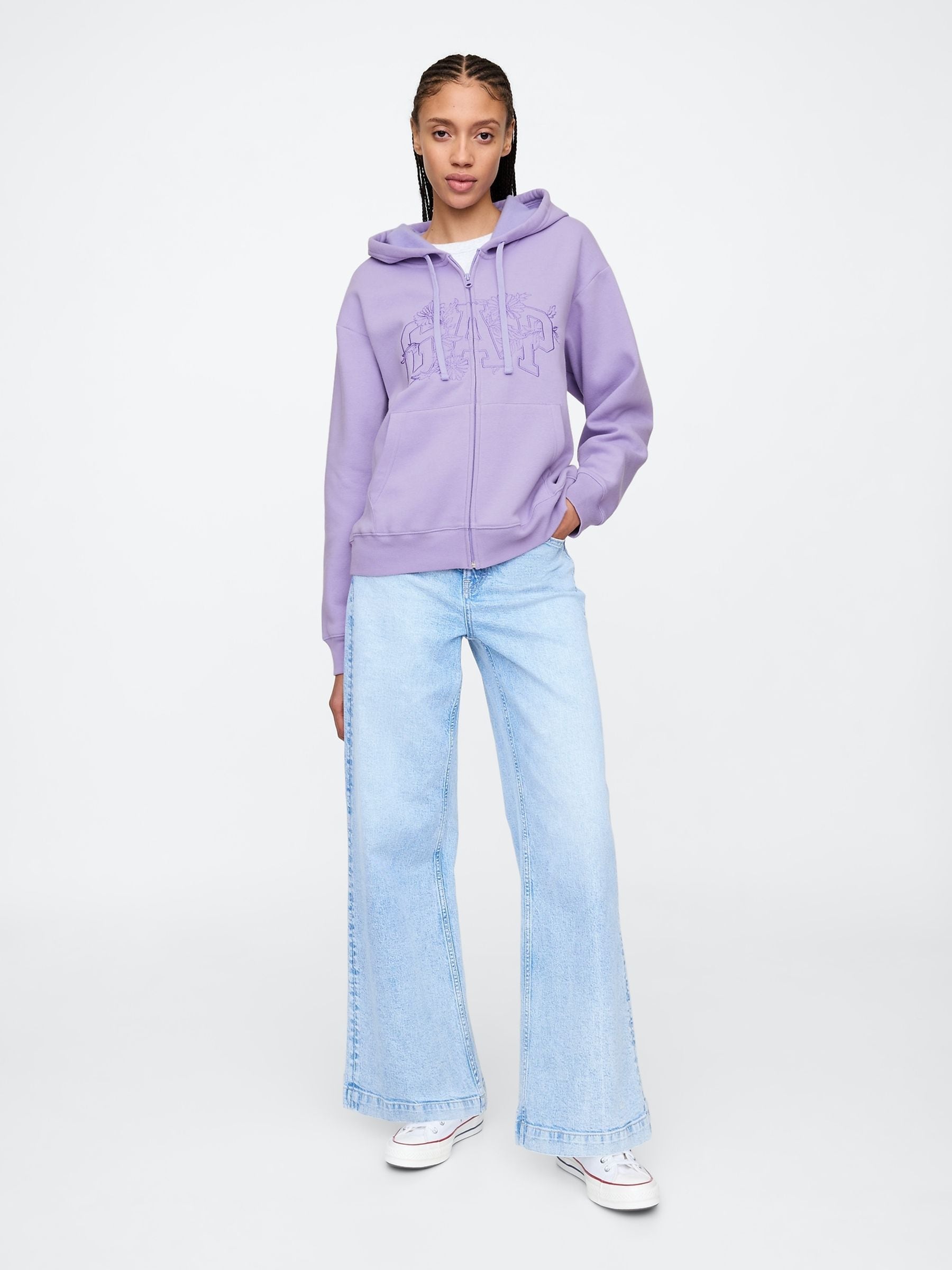 Buy Gap Purple Floral Vintage Logo Zip Up Hoodie from the Next UK