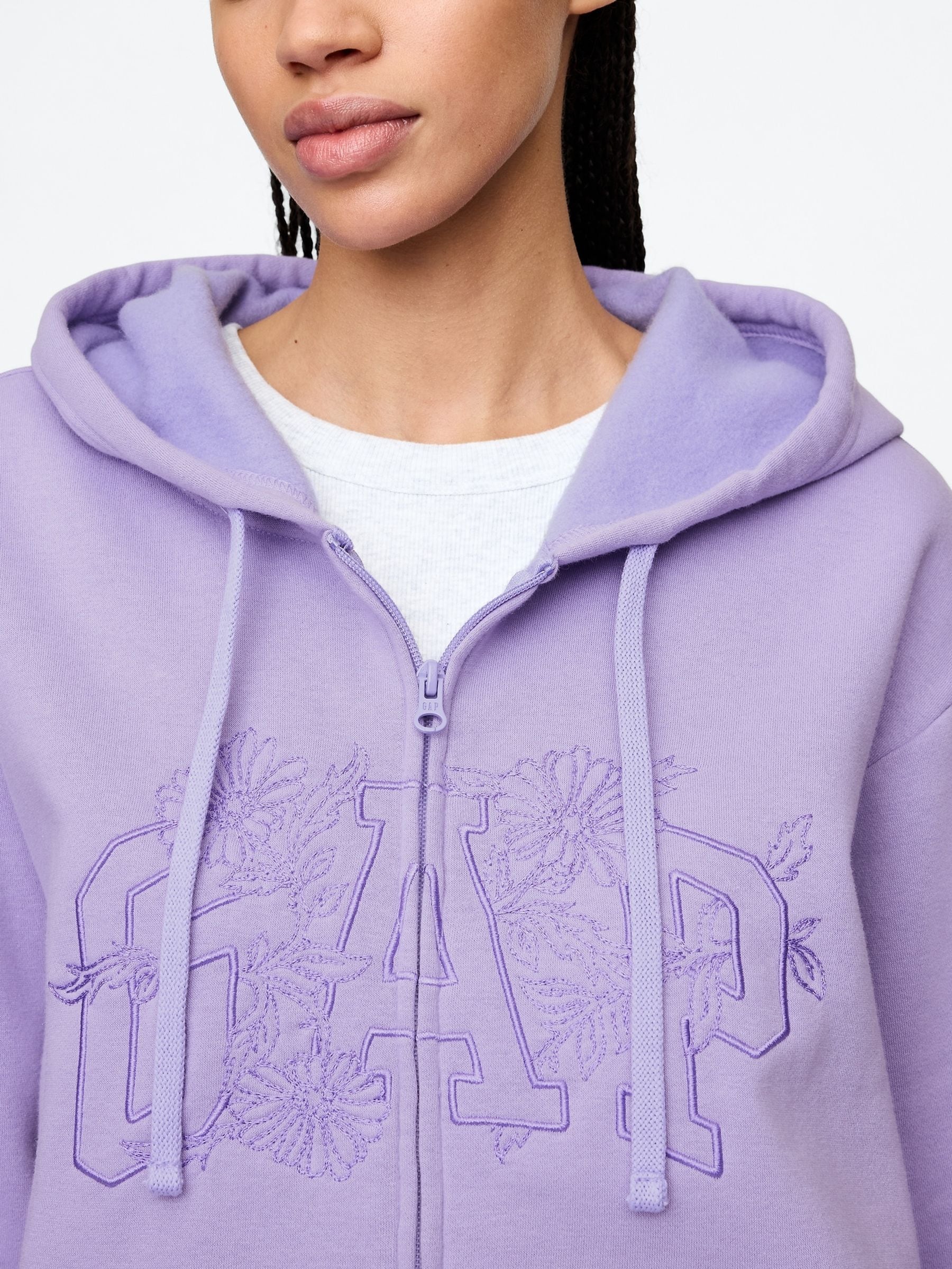 Buy Gap Purple Floral Vintage Logo Zip Up Hoodie from the Next UK