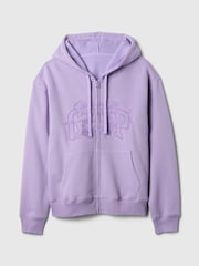 Gap Purple Floral Vintage Logo Zip Up Hoodie - Image 5 of 5
