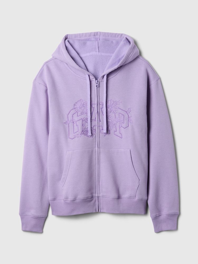 Gap Purple Floral Vintage Logo Zip Up Hoodie - Image 5 of 5