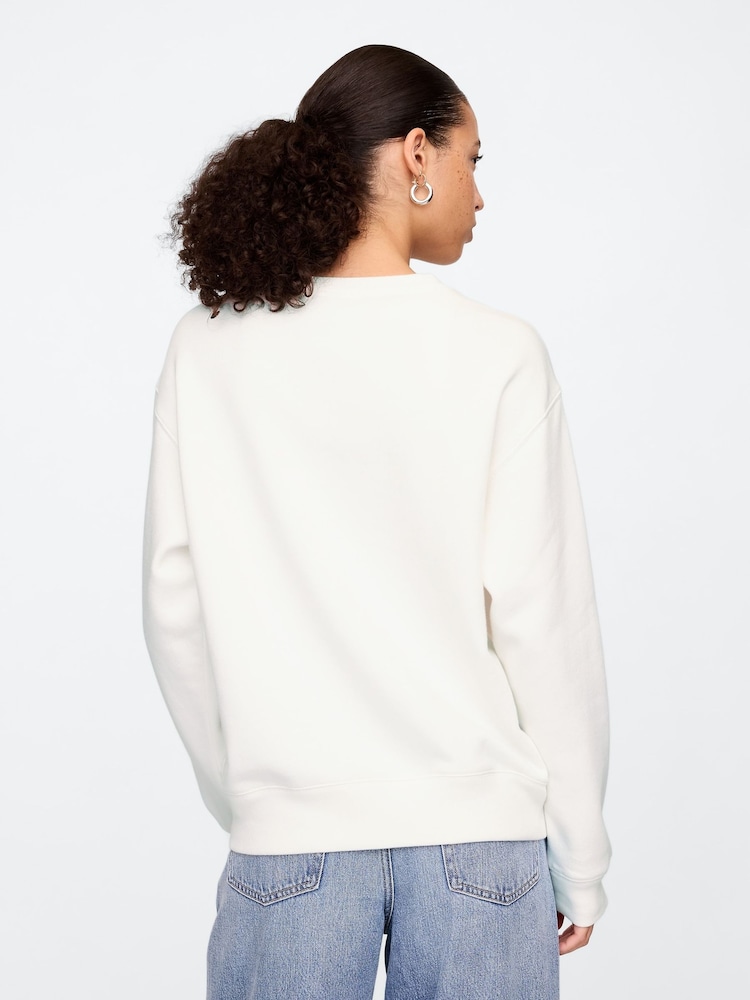 Gap White Floral Logo Crew Neck Sweatshirt - Image 2 of 5 Gap White Floral Logo Crew Neck Sweatshirt - Image 2 of 5