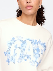 Gap White Floral Logo Crew Neck Sweatshirt - Image 4 of 5