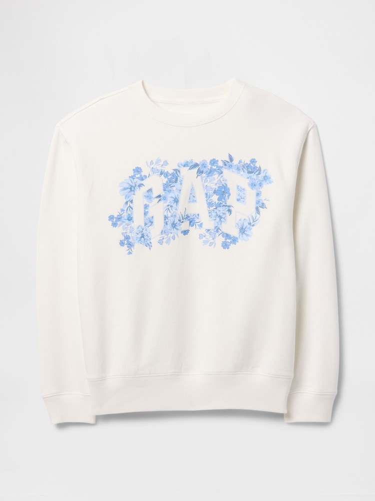 Gap White Floral Logo Crew Neck Sweatshirt - Image 5 of 5