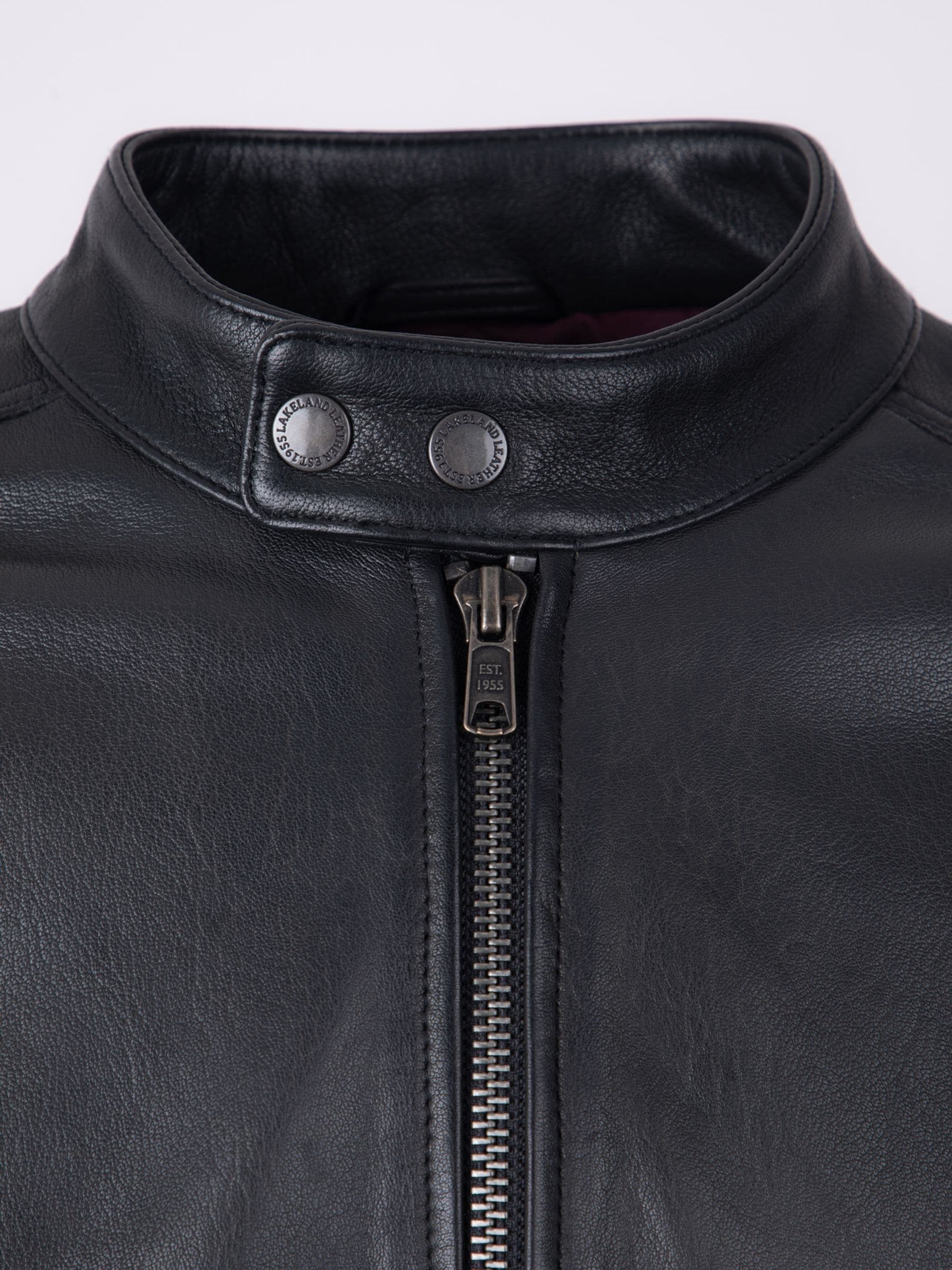 Buy Lakeland Leather Black Morton Contrast Stripe Stand Collar