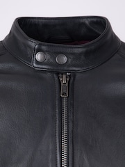 Preto - Lakeland Leather de motociclista Morton Stripe com contrastantes e gola alta Jacket - Imagem 5 de 7