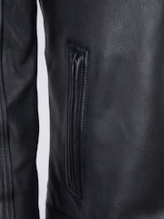 Preto - Lakeland Leather de motociclista Morton Stripe com contrastantes e gola alta Jacket - Imagem 7 de 7