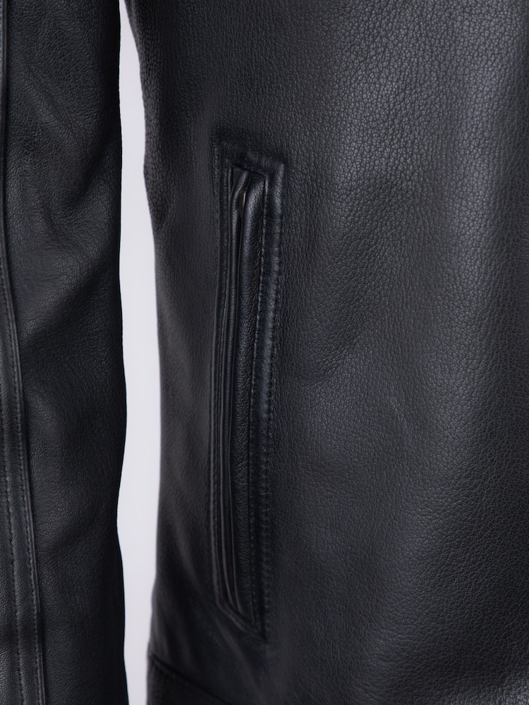Negro - Chaqueta motera de cuello alto con diseño a rayas en contraste Morton de Lakeland Leather - Imagen 7 de 7 Negro - Chaqueta motera de cuello alto con diseño a rayas en contraste Morton de Lakeland Leather - Imagen 7 de 7