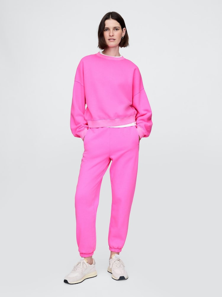 Roze - Gap - Zacht vintage sweatshirt met wigvormige ronde hals - Image 1 of 3