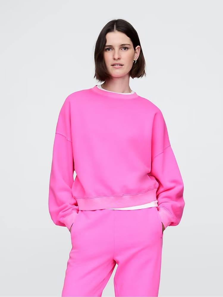 Roze - Gap - Zacht vintage sweatshirt met wigvormige ronde hals - Image 2 of 3