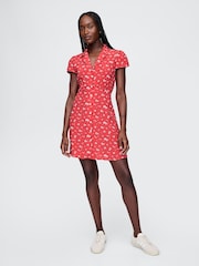 Gap Red Crepe Floral Mini Dress - Image 1 of 5