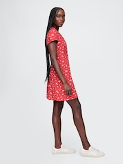 Gap Red Crepe Floral Mini Dress - Image 3 of 5