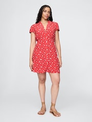 Gap Red Crepe Floral Mini Dress - Image 4 of 5