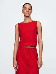 Gap Red Heavyweight Linen-Blend Shell Vest - Image 1 of 4