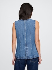 Gap Blue Cotton Longline Denim Waistcoat - Image 2 of 5
