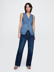 Gap Blue Cotton Longline Denim Waistcoat - Image 3 of 5