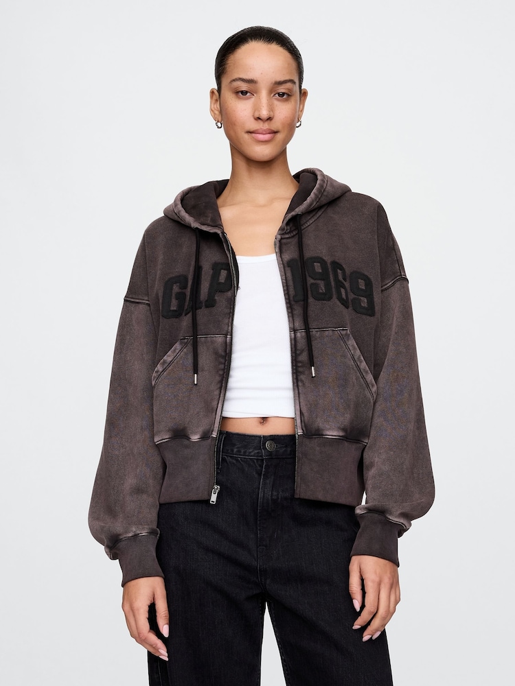 Gap Vintage zachte hoodie met rits en wig - Image 1 of 5