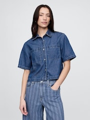 Gap ultrazacht cropped denim overhemd - Image 1 of 5