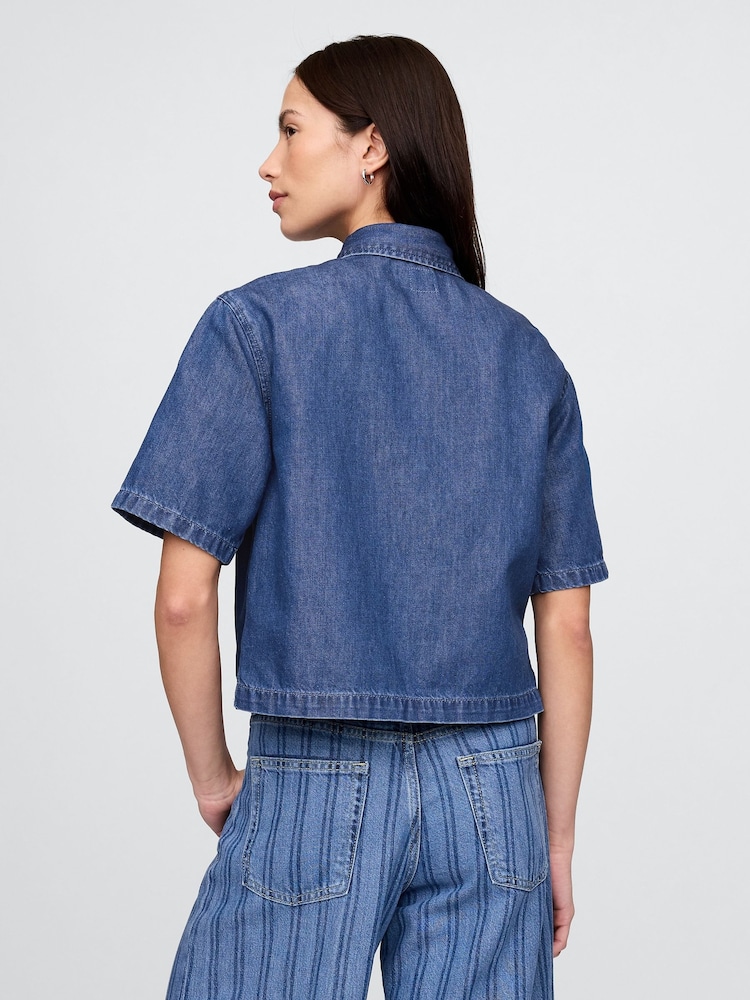 Gap ultrazacht cropped denim overhemd - Image 2 of 5
