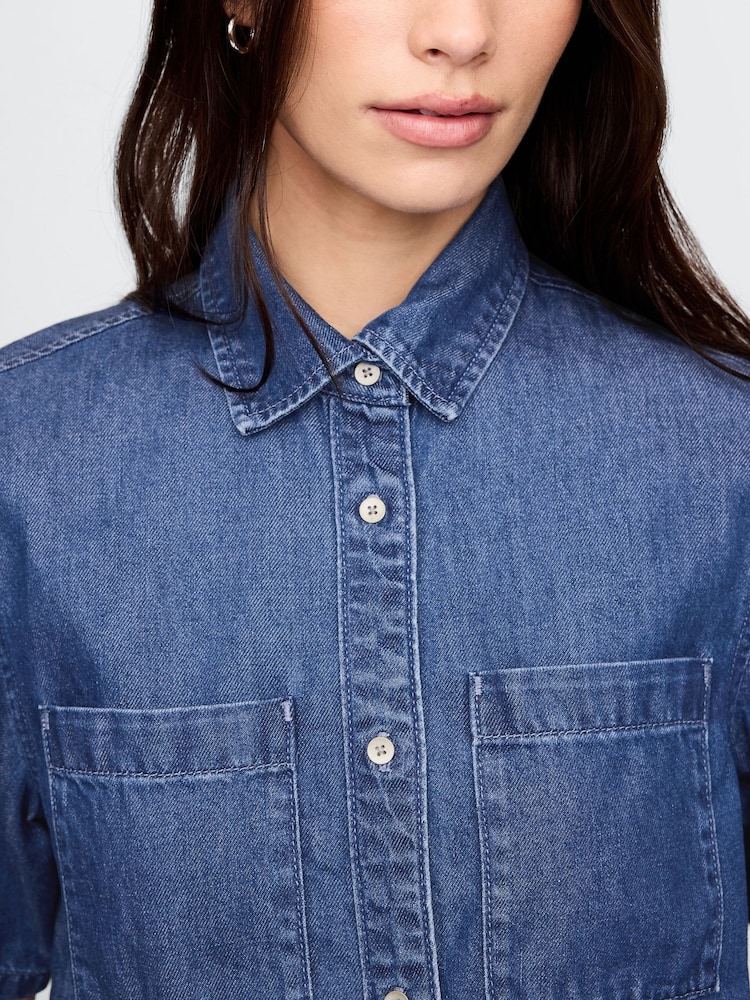 Gap ultrazacht cropped denim overhemd - Image 4 of 5