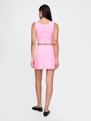 Gap Pink Heavyweight Linen-Blend Scalloped Mini Skirt - Image 2 of 5
