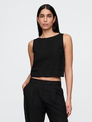 Negro - Camiseta sin mangas gruesa en mezcla de lino de Gap - Imagen 1 de 5