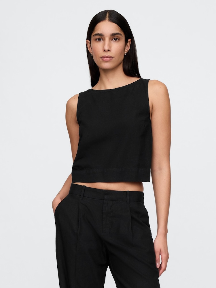 Negro - Camiseta sin mangas gruesa en mezcla de lino de Gap - Imagen 1 de 5