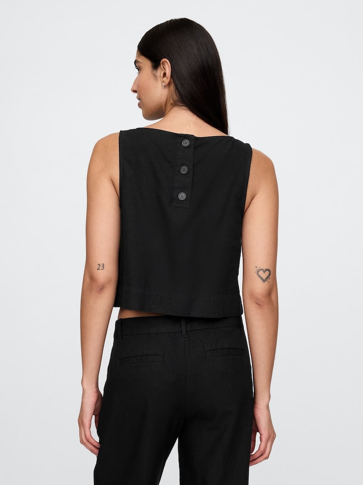 Negro - Camiseta sin mangas gruesa en mezcla de lino de Gap - Imagen 2 de 5
