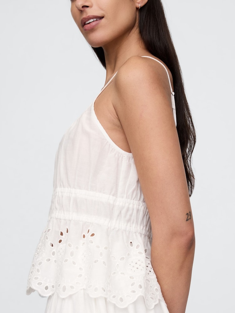 Wit - Gap gesmokte cami top - Image 4 of 5
