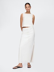 Gap White Heavyweight Linen-Blend Midi Skirt - Image 1 of 5
