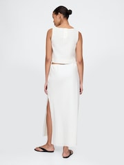 Gap White Heavyweight Linen-Blend Midi Skirt - Image 2 of 5
