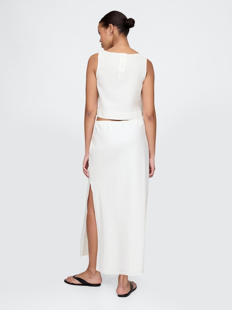 Gap White Heavyweight Linen-Blend Midi Skirt - Image 2 of 5