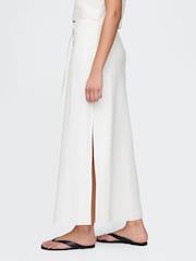 Gap White Heavyweight Linen-Blend Midi Skirt - Image 3 of 5