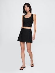 Negro - Minifalda en mezcla de lino grueso con diseño festoneado de Gap - Imagen 1 de 5