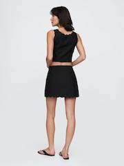 Negro - Minifalda en mezcla de lino grueso con diseño festoneado de Gap - Imagen 2 de 5