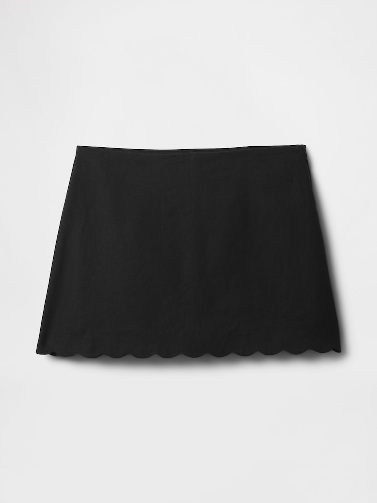 Zwart - Gap dik linnenmix mini-rok met geschulpte rand - Image 4 of 5