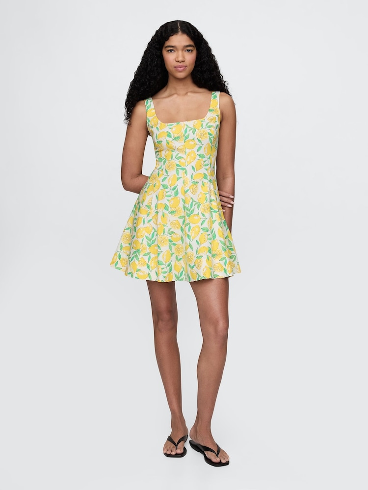 Gap Yellow Lemon Heavyweight Square Neck Linen-Blend Mini Dress - Image 1 of 5