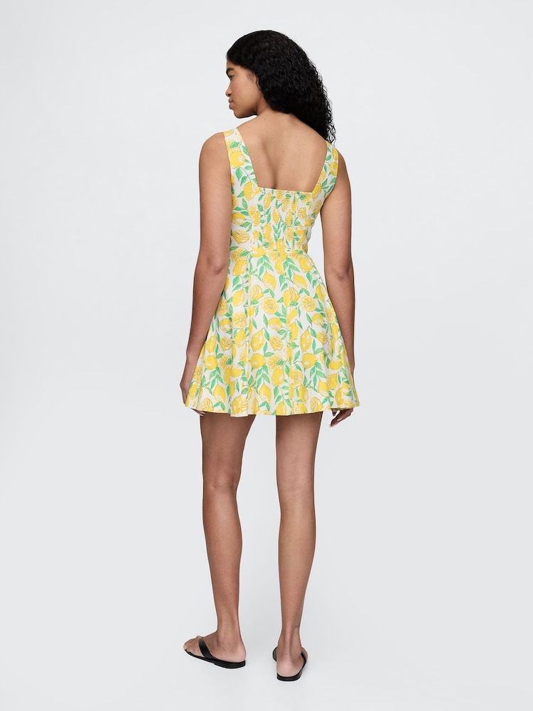 Gap Yellow Lemon Heavyweight Square Neck Linen-Blend Mini Dress - Image 2 of 5