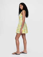 Gap Yellow Lemon Heavyweight Square Neck Linen-Blend Mini Dress - Image 3 of 5