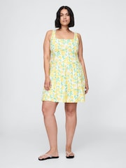 Gap Yellow Lemon Heavyweight Square Neck Linen-Blend Mini Dress - Image 4 of 5