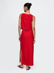 Gap Red Heavyweight Linen-Blend Midi Skirt - Image 2 of 5
