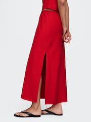 Gap Red Heavyweight Linen-Blend Midi Skirt - Image 3 of 5