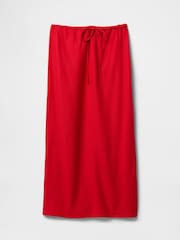 Gap Red Heavyweight Linen-Blend Midi Skirt - Image 4 of 5