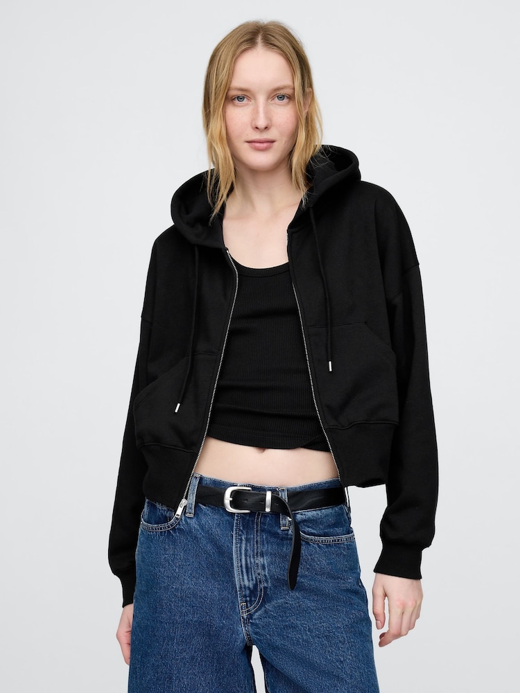 Gap Black Vintage Soft Full-Zip Wedge Hoodie - Image 1 of 4