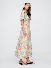 Белые с цветочным узором - Платье макси с рукавами клеш Gap Voile - Image 3 of 5
