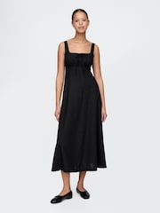 Gap Black Linen-Blend Midi Dress - Image 1 of 7