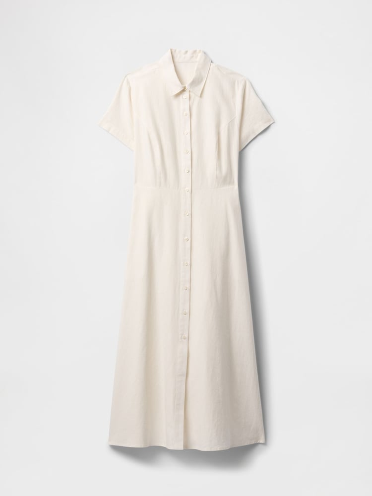 Gap White Heavyweight Linen-Blend Midi Shirt Dress - Image 5 of 5 Gap White Heavyweight Linen-Blend Midi Shirt Dress - Image 5 of 5